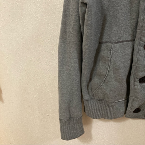 Abercrombie & Fitch Muscle Fit Hoodie Charcoal Button-Up Sweater Medium - Picture 6 of 14